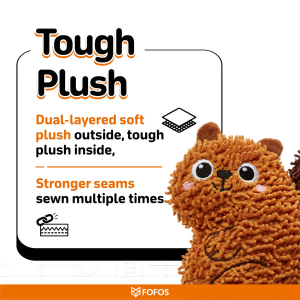 Fofos Squirrel Tough Plush Toy for Dogs (Brown)
