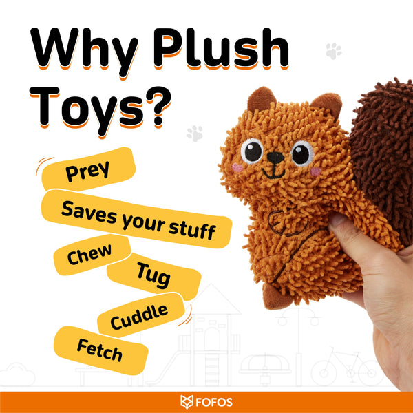 Fofos Squirrel Tough Plush Toy for Dogs (Brown)