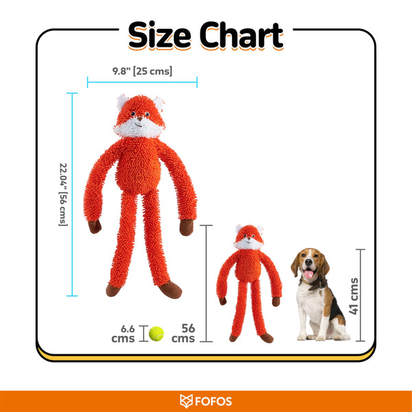 Fofos Fox Long Body Tough Plush Toy for Dogs
