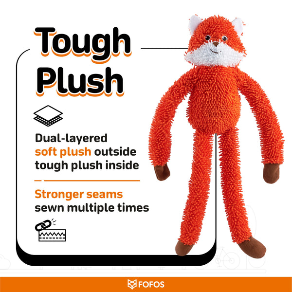 Fofos Fox Long Body Tough Plush Toy for Dogs