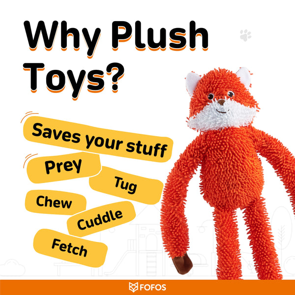 Fofos Fox Long Body Tough Plush Toy for Dogs