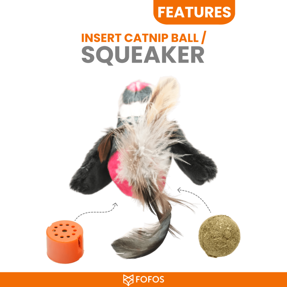 Barkbutler x Fofos Black Bird with Catnip Balls Interactive Toy for Cats (Black) Cats-Toys Barkbutler