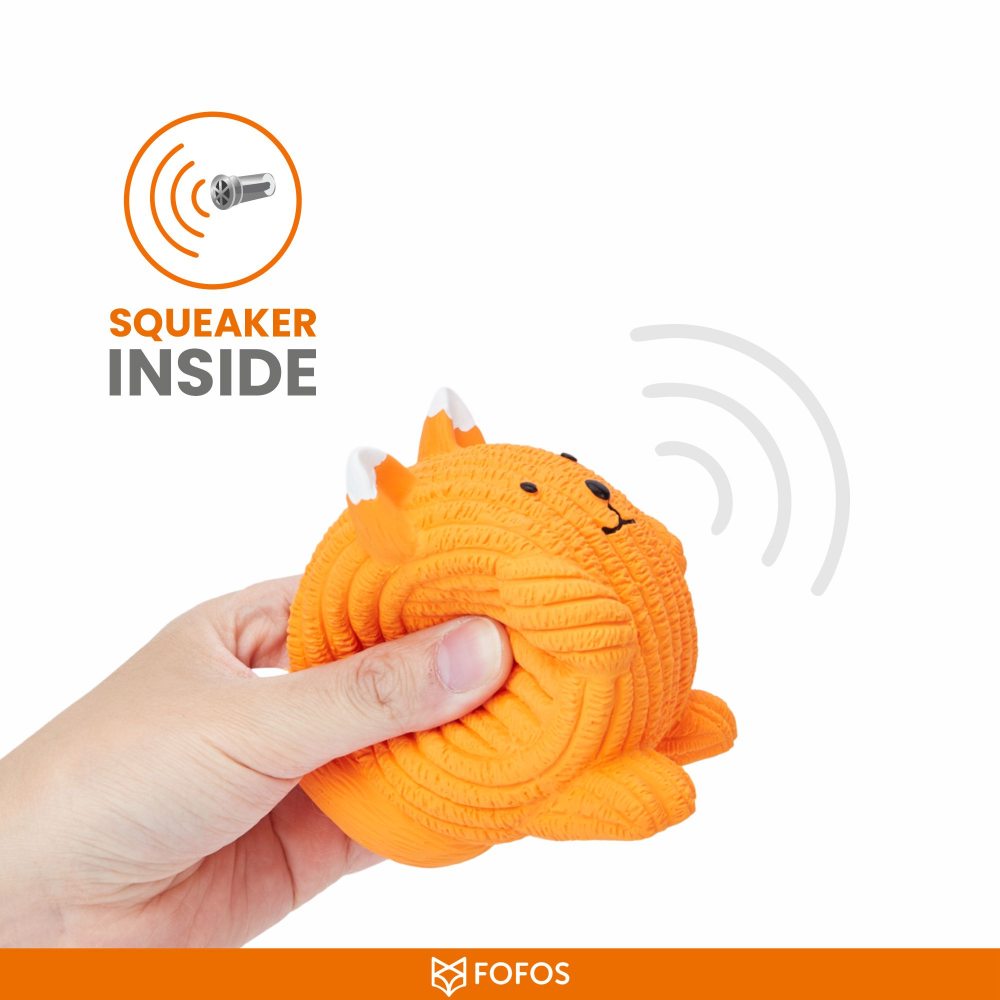 Barkbutler x Fofos Latex Fox Ball Squeaky Toy for Dogs (Orange)