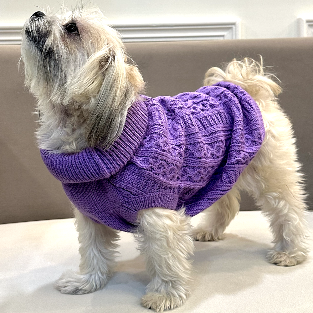 Furvanity Cable Kint Sweater for Dogs and Cats (Lavendar)