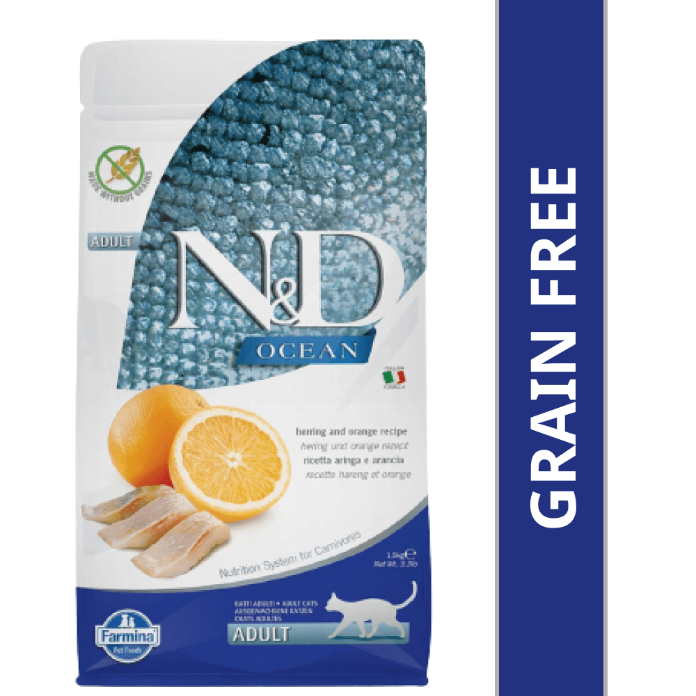 Farmina N&D Ocean Herring & Orange Grain Free Adult Cat Dry Food Cats- Dry food Farmina N&D 1.5kg