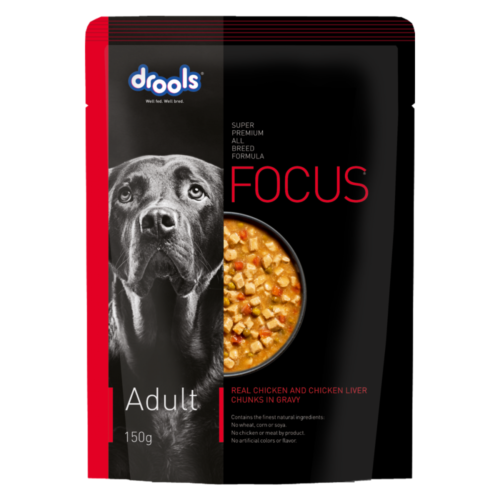 Drools Focus Real Chicken & Chicken Liver Chunks in Gravy Adult Dog Wet Food