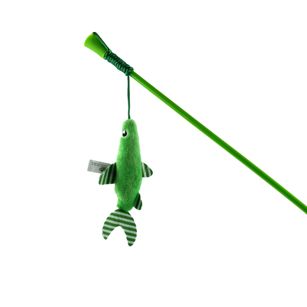 Trixie Cat Teaser With Plush Fish & Catnip Toy for Cats (Green) Cats-Toys Trixie