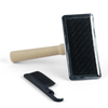 Trixie Slicker Wooden Brush with Brush Cleaner for Dogs and Cats (Black) Both-Grooming Supplies Trixie