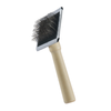 Trixie Slicker Wooden Brush with Brush Cleaner for Dogs and Cats (Black) Both-Grooming Supplies Trixie
