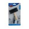 Trixie Slicker Wooden Brush with Brush Cleaner for Dogs and Cats (Black) Both-Grooming Supplies Trixie