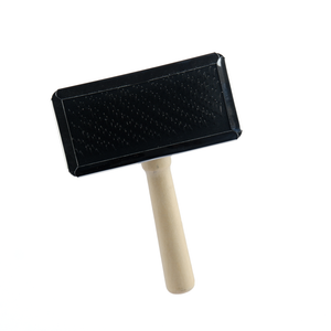 Trixie Slicker Wooden Brush with Brush Cleaner for Dogs and Cats (Black)