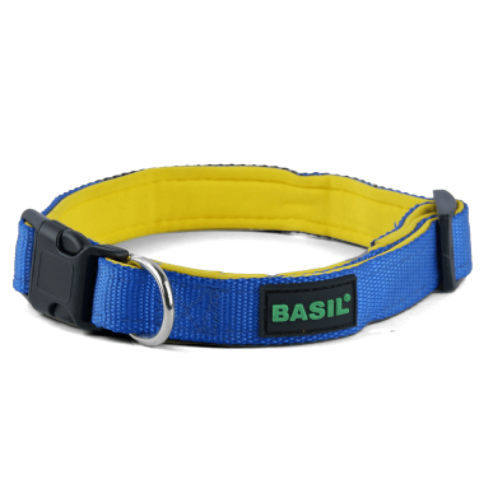 Basil Nylon Padded Adjustable Harness, Nylon Padded Leash and Padded Collar for Dogs Combo (Blue) - M