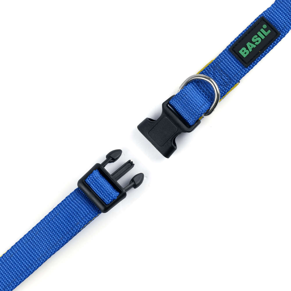 Basil Nylon Padded Adjustable Harness, Nylon Padded Leash and Padded Collar for Dogs Combo (Blue) - M