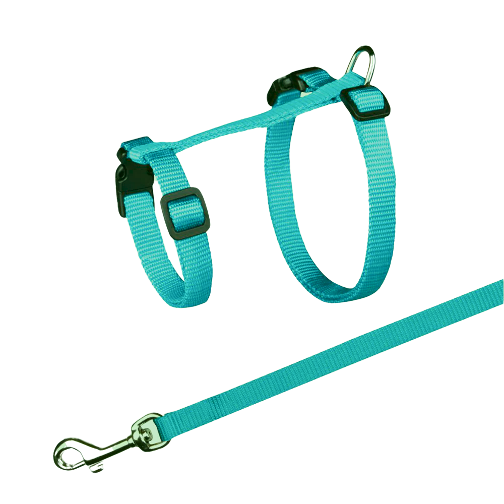 Trixie Harness with Leash for Cats & Kittens (Turquoise) Cats-Collar, Leashes, harnesses Trixie M/L:11-18in Girth