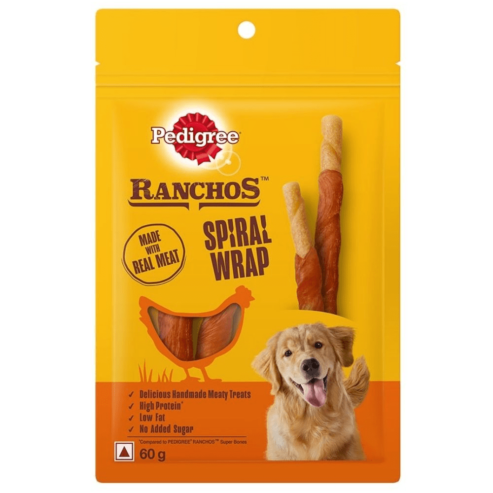 Pedigree Ranchos Spiral Wrap Chicken & Smokey Lamb and Ranchos Super Bones Chicken & Milk Dog Treats Combo