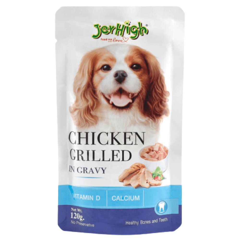 JerHigh Chicken Grilled in Gravy and Chicken And Liver in Gravy Dog Wet Food Combo