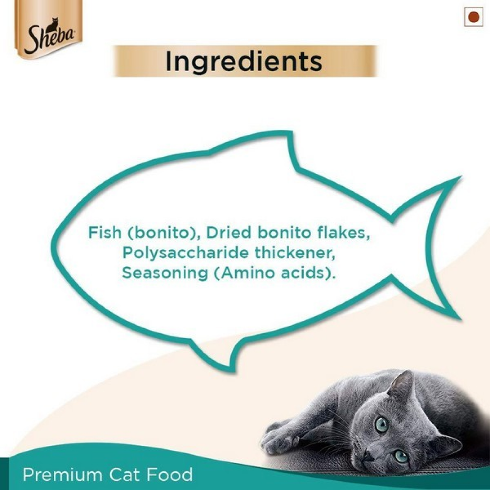 Sheba Fish with Dry Bonito Flake, Skipjack & Salmon Fish and Fish with Sasami Cat Wet Food Combo