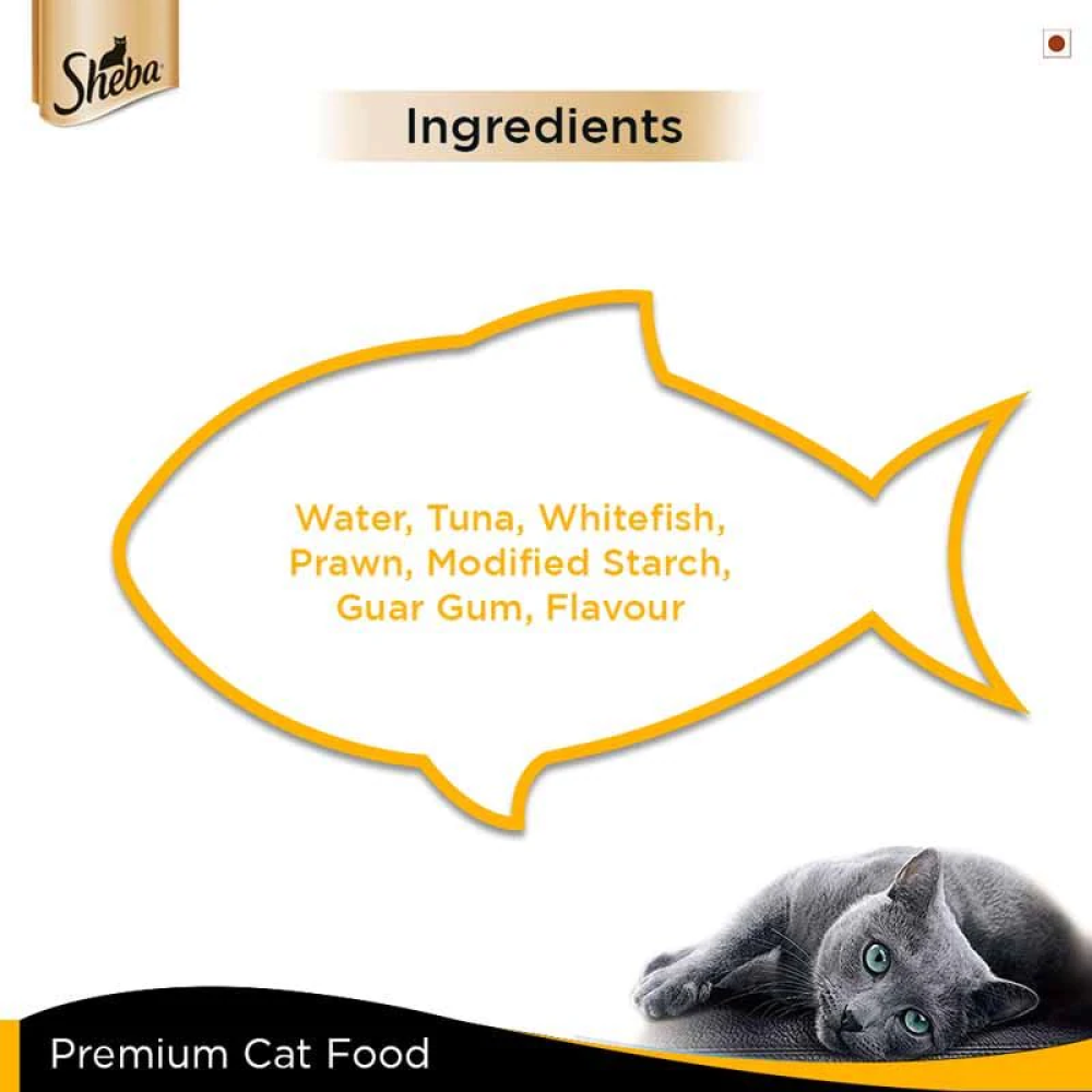 Sheba Tuna Fillet & Whole Prawns in Gravy Premium Cat Wet Food and Chicken Flavour Irresistible All Life Stage Cat Dry Food Combo Exclusive Combo Sheba