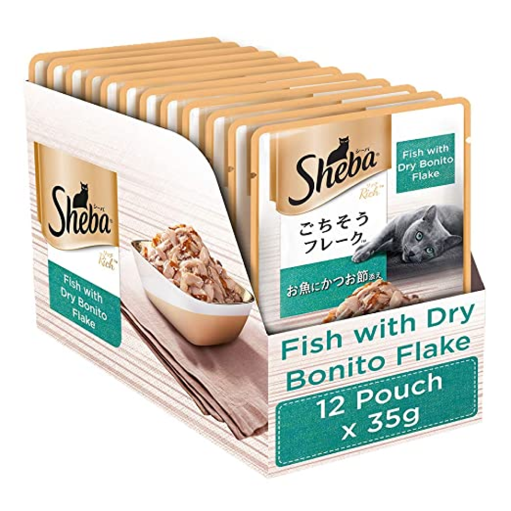 Sheba Fish with Dry Bonito Flake and Tuna Pumpkin & Carrot In Gravy Rich Premium Adult Fine Cat Wet Food Combo Cats-Wet Food Sheba