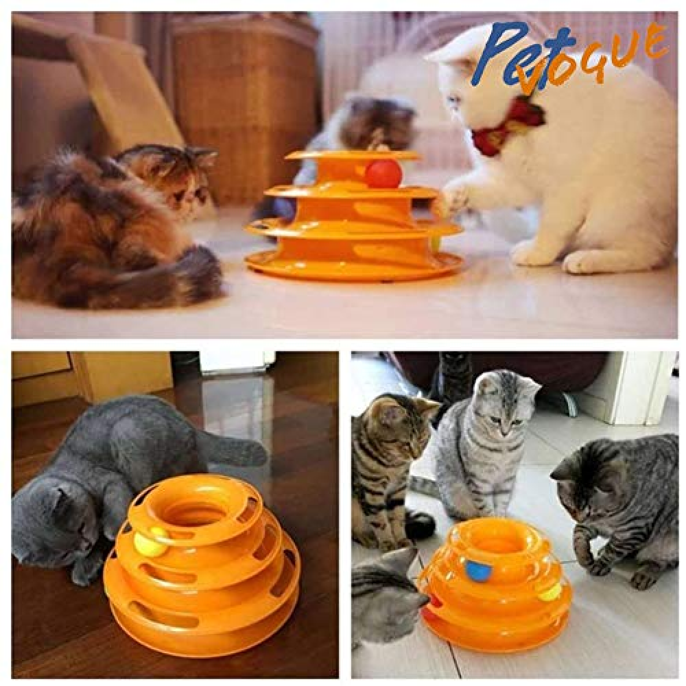 Pet Vogue Multi Level Puzzle and Fofos Wand Crocodile Toy for Cats Combo
