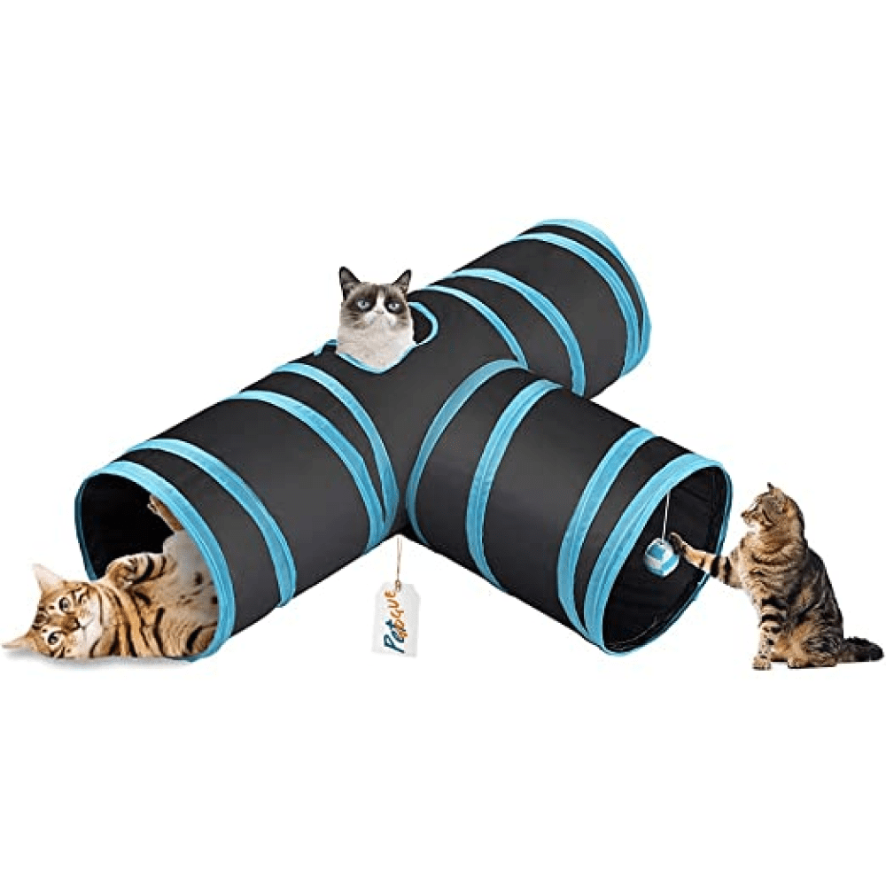Pet Vogue Tunnel and GiGwi Vibrating Running Bee with Catnip Inside Toy for Cats Combo