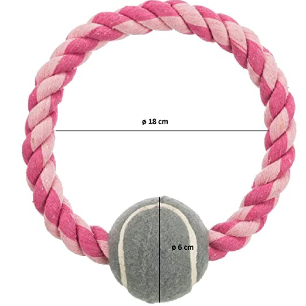 Trixie Rope Ring with Tennis Ball Toy for Dogs (Blue)