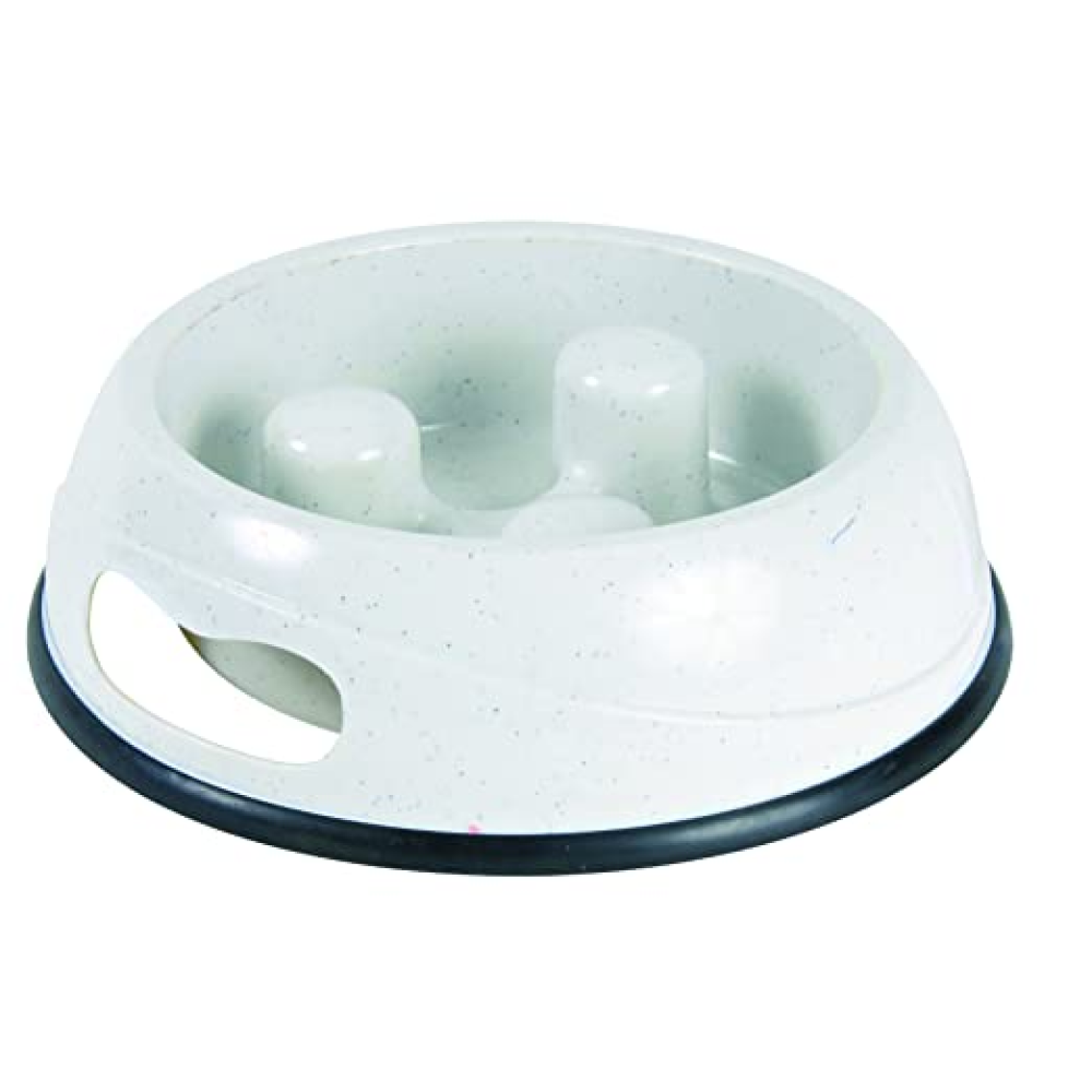 Trixie Slow Feed Plastic Bowl for Dogs (White)