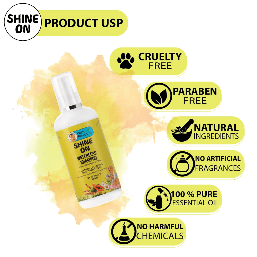 Papa Pawsome Shine On Waterless Shampoo and Braided Rope Ball for Dogs Dogs-Grooming Supplies Papa Pawsome