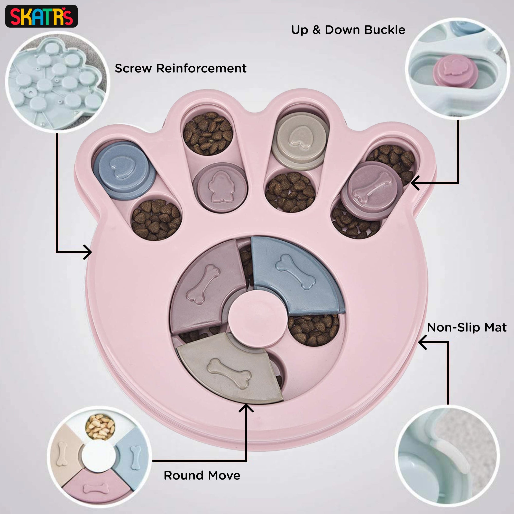 Skatrs Treat Hider Toy for Dogs and Cats (Pink) Both-Toys Skatrs