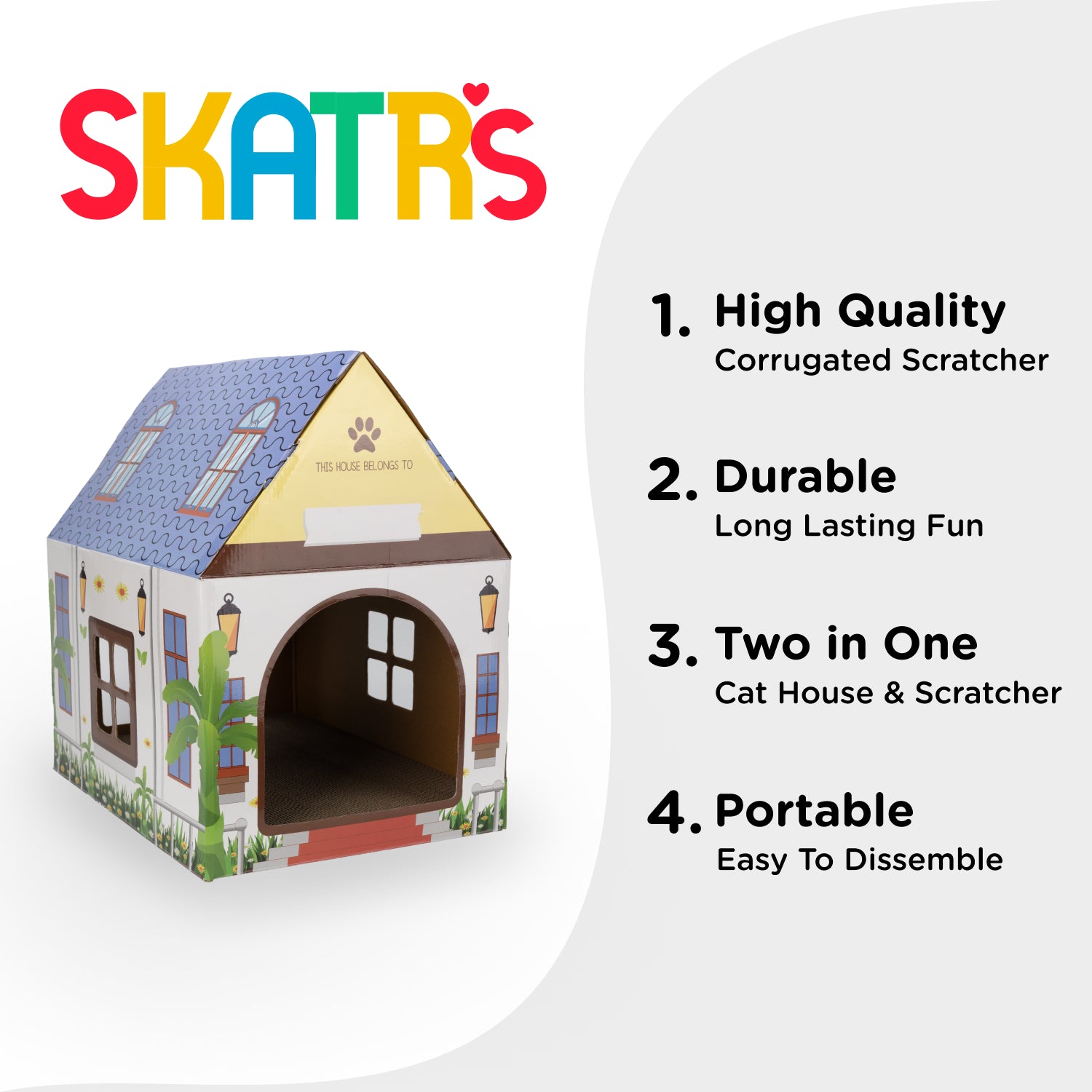 Skatrs Purrfect Home Cat with 2g Premium Catnip Free Cats-Toys Skatrs
