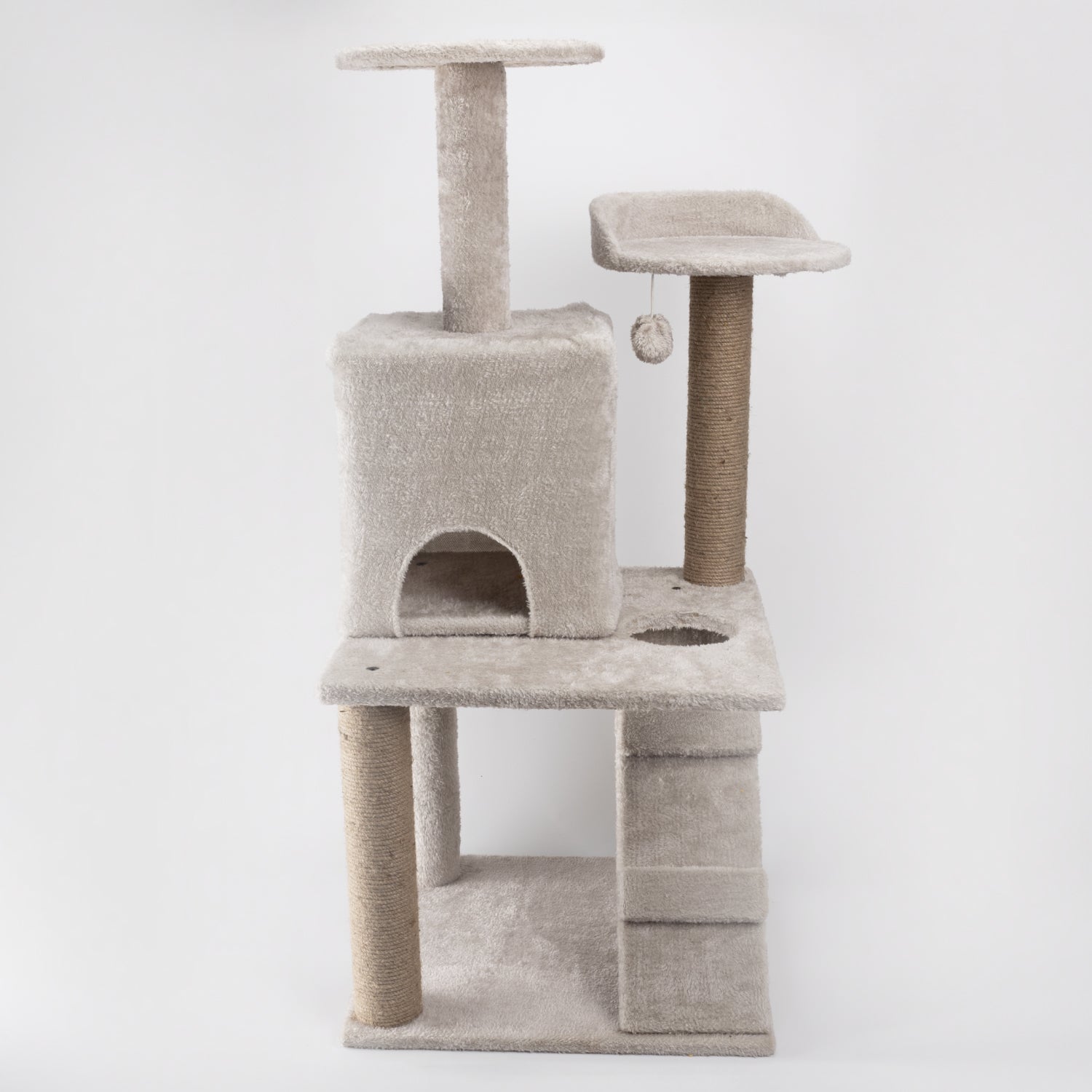 Skatrs Kitty Kastle Multi Level Cat Tree with Condo, Scratching Post, Platform and Ladder Toy (Grey)