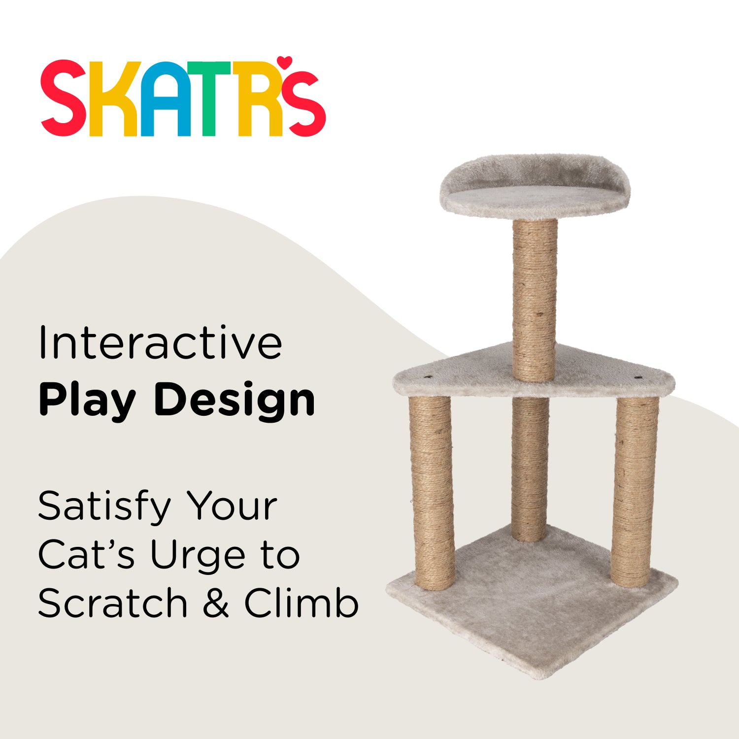 Skatrs Feline Fortress Two Tier Cat Tree with Sisal Post Toy