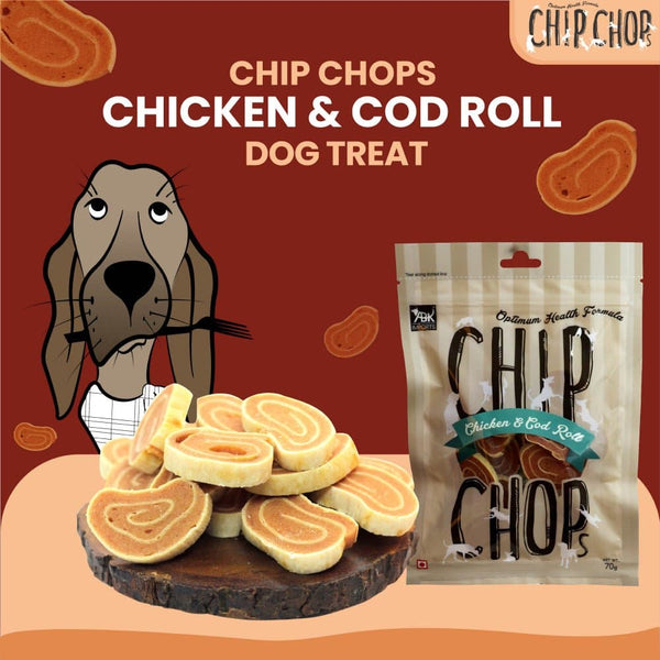 Furlicks Skin & Coat Supplement and Chip Chops Chicken and Codfish Rolls Treats Combo for Dogs