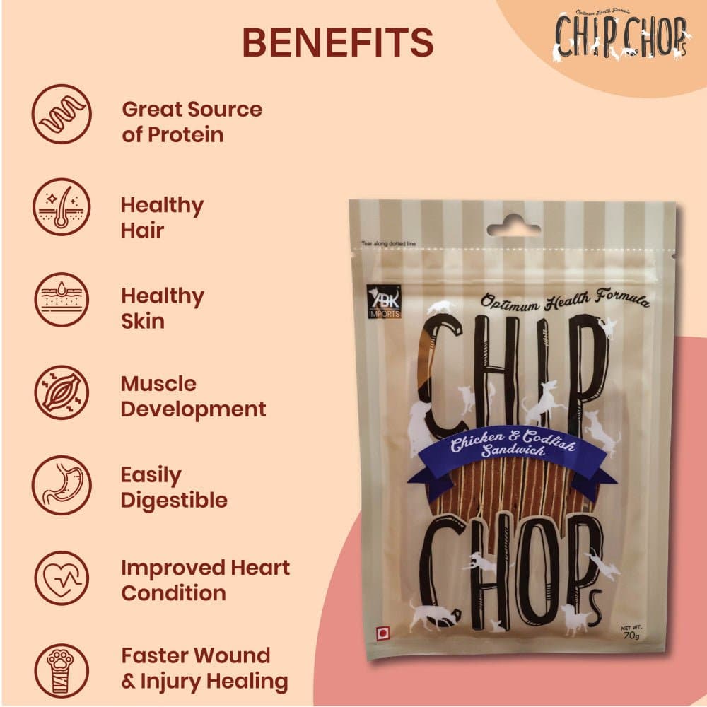 Chip Chops Chicken & Codfish Sandwich and Chicken Liver Cubes Dog Treats Combo Dog Treats + Others Chip Chops
