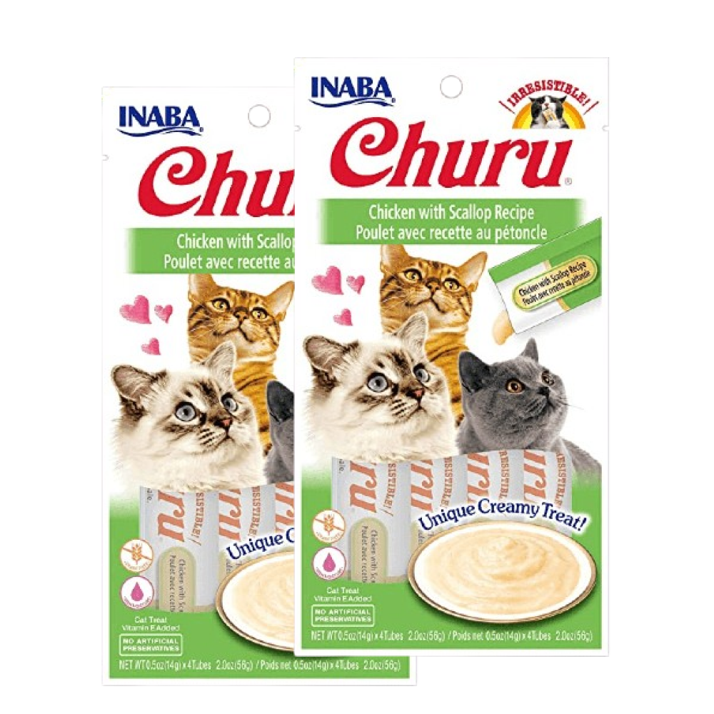 INABA Churu Chicken with Scallop Cat Treats Cats-Treats & Others INABA 2x56g(4pcs)