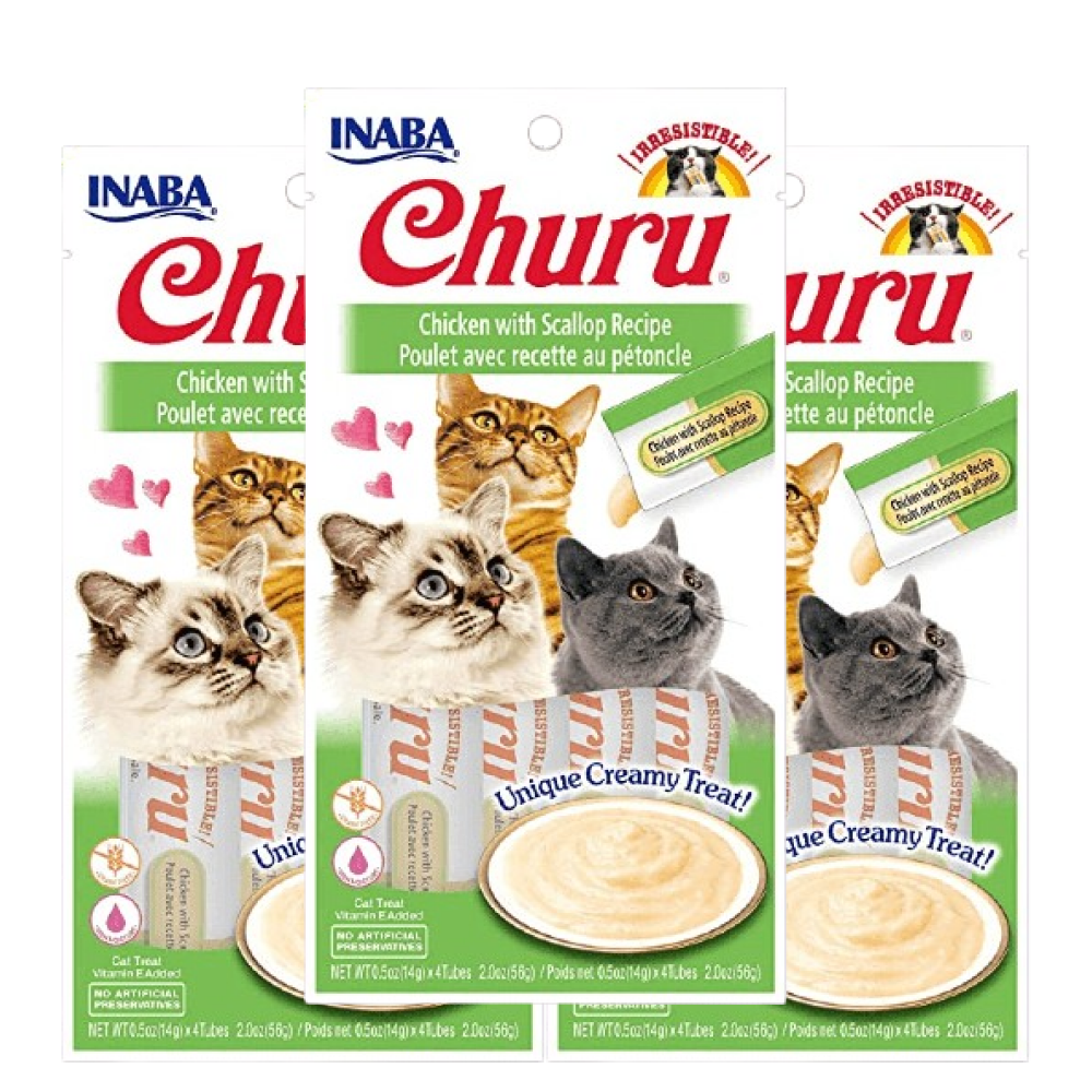 INABA Churu Chicken with Scallop Cat Treats Cats-Treats & Others INABA 3x56g(4pcs)
