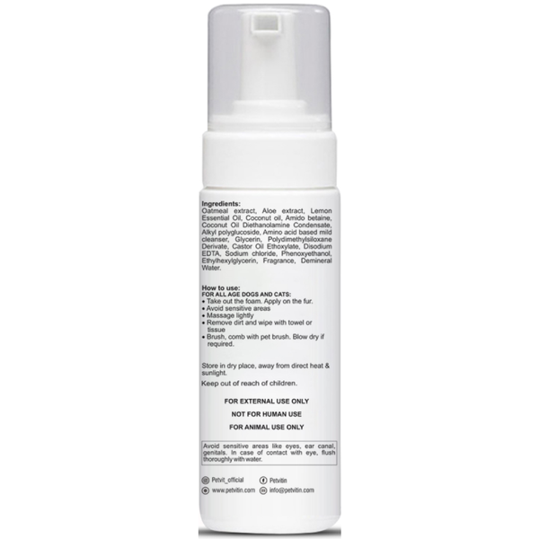 Petvit Oatmeal Waterless Shampoo for Dogs and Cats