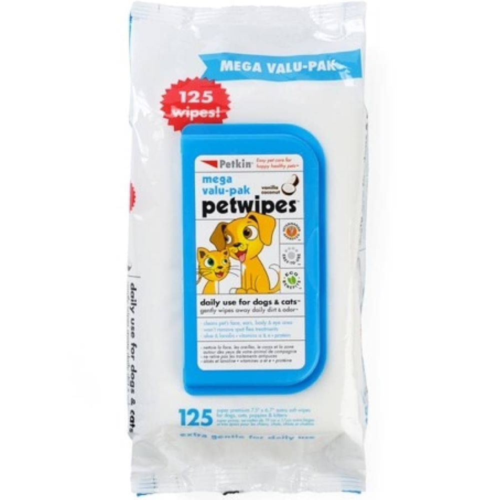 Petkin Mega Value Pack Petwipes for Dogs and Cats Both-Grooming Supplies Petkin 125 Wipes(5x7in)