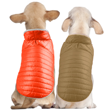 Talking Dog Club Double Trouble Reversible Jackets for Dogs (Orange/Brown)