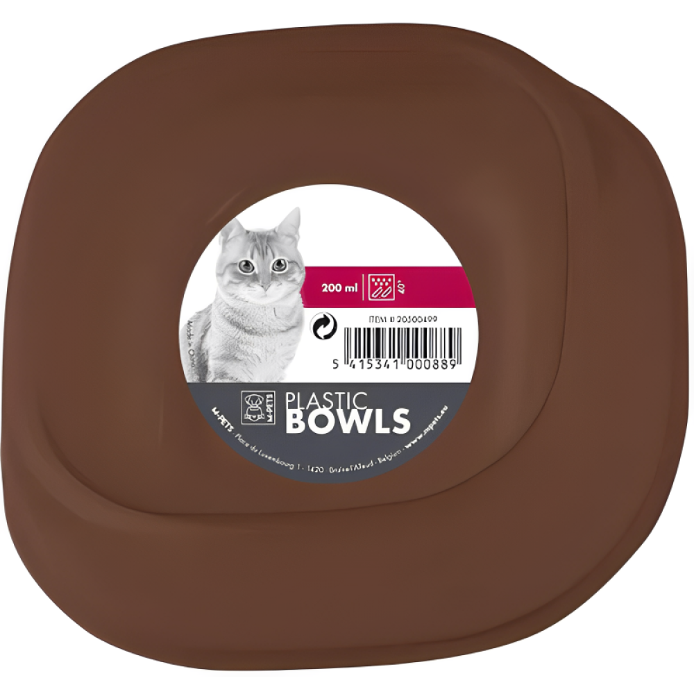 M Pets Plastic Single Bowl for Cats (Brown)