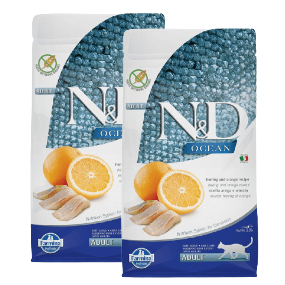 Farmina N&D Ocean Herring & Orange Grain Free Adult Cat Dry Food Cats- Dry food Farmina N&D 3kg (2x1.5kg)