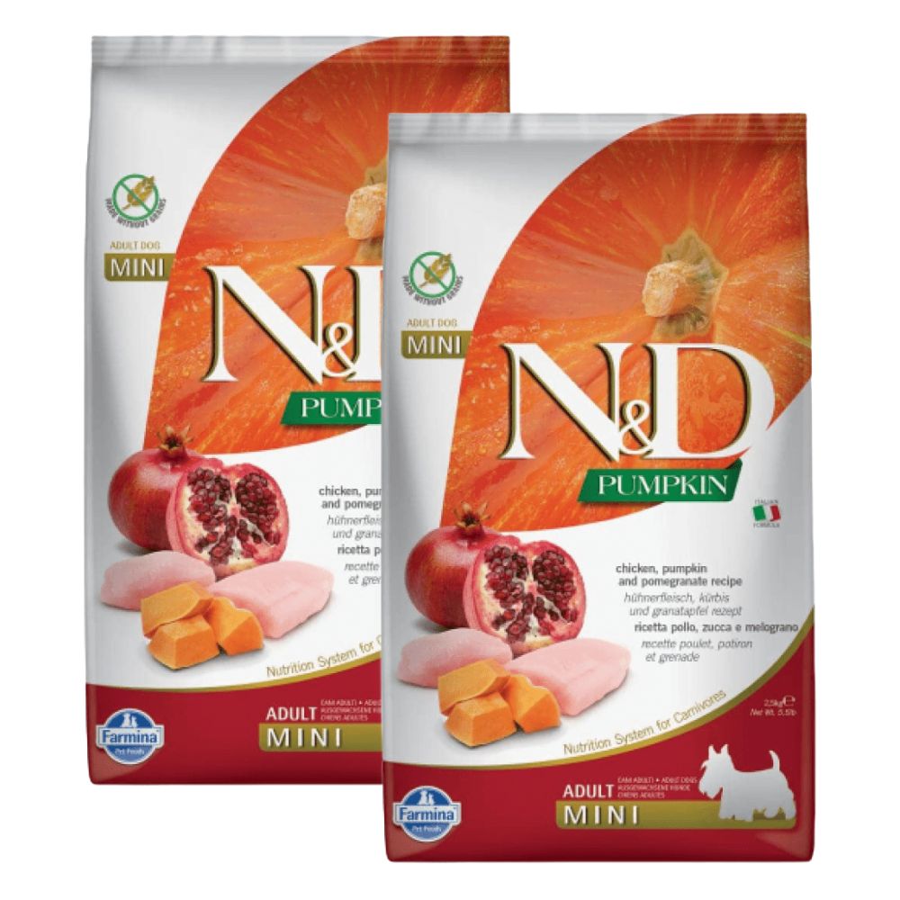 Farmina N&D Pumpkin Chicken & Pomegranate Grain Free Adult Mini Dog Dry Food Dogs- Dry Food Farmina N&D 5kg (2x2.5kg)
