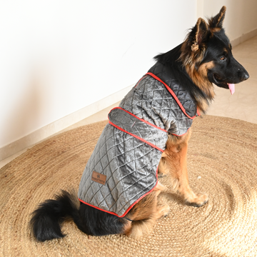 Pawgypets Reversible Quilted Jacket for Dogs and Cats (Grey/Red)