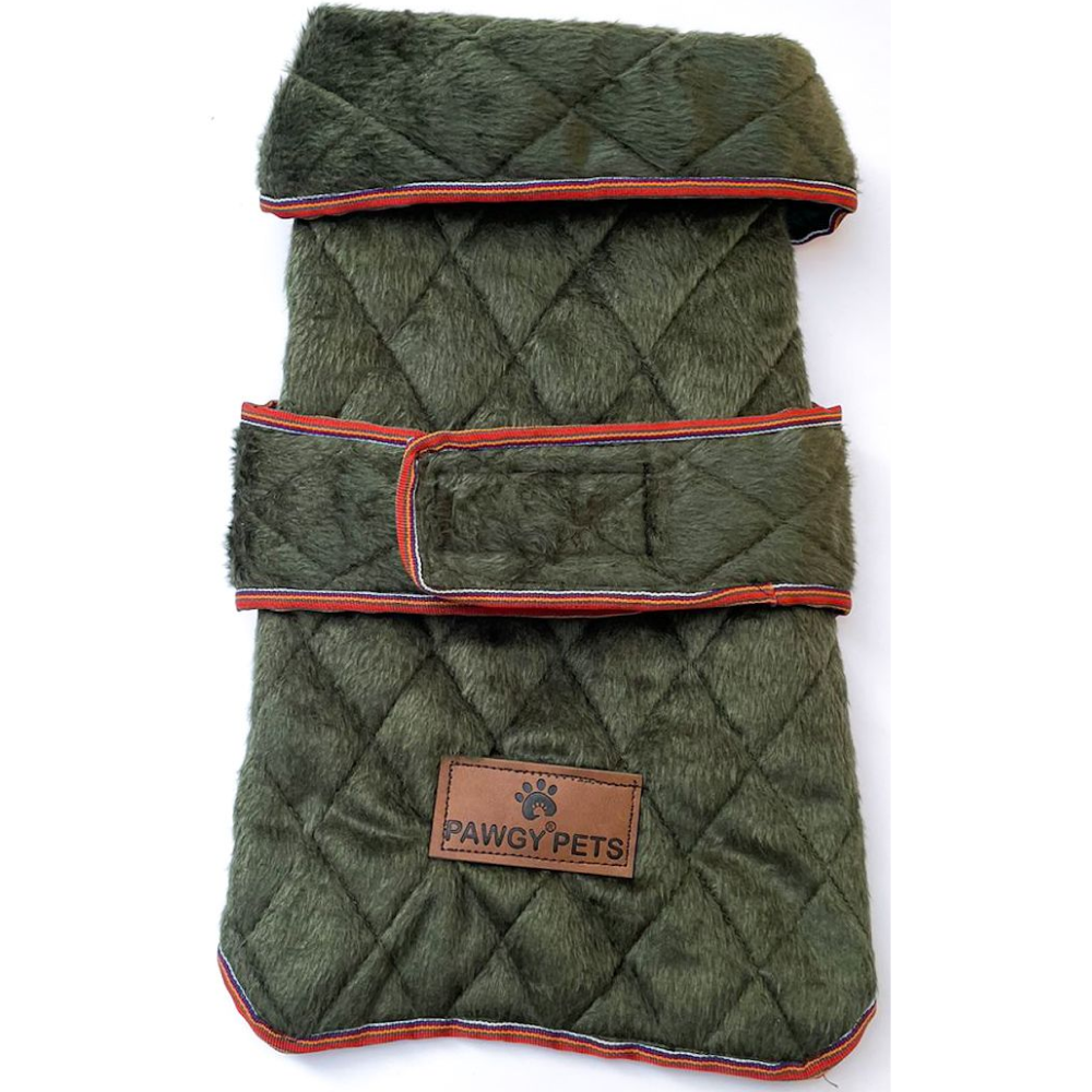 Pawgypets Reversible Quilted Jacket for Dogs and Cats (Olive Green)
