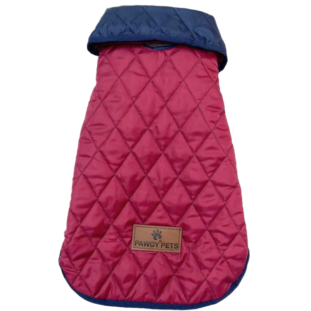 Pawgypets Reversible Quilted Jacket for Dogs and Cats (Navy Blue/Maroon)
