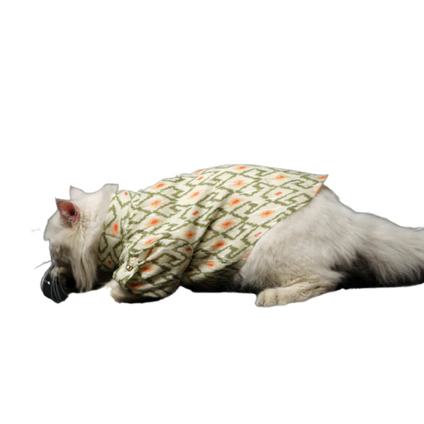 Pawgypets Heritage Summer Kurta for Dogs and Cats (Off White with Orange)