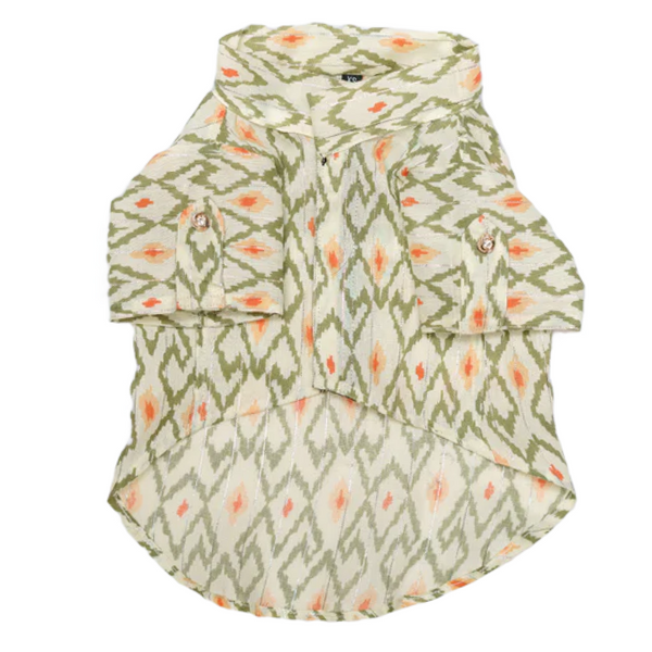 Pawgypets Heritage Summer Kurta for Dogs and Cats (Off White with Orange)
