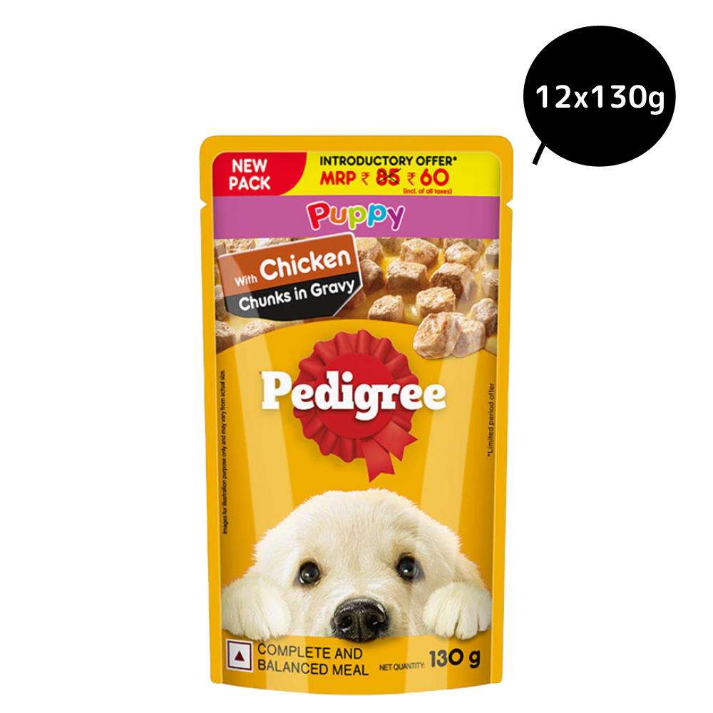 Buy Pedigree Chicken Chunks in Gravy Pouch Puppy Wet Food Online