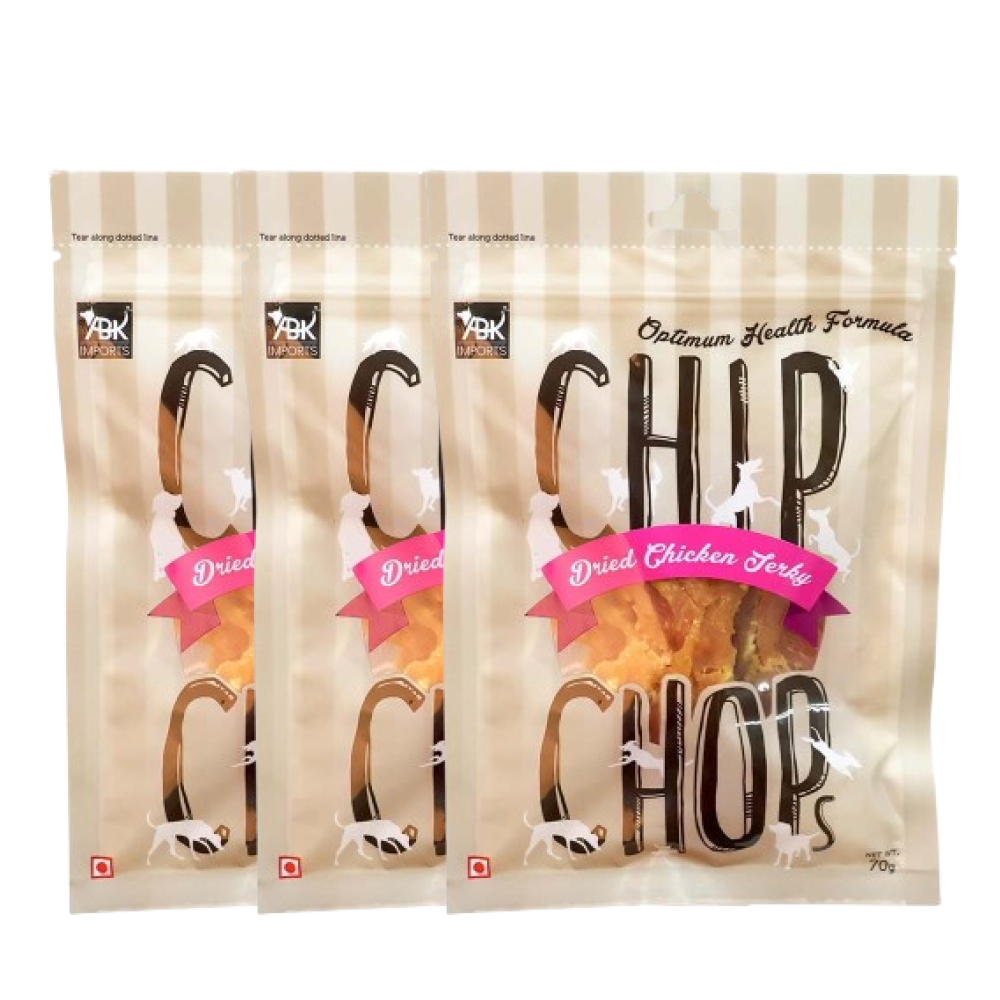 Chip Chops Sun Dried Chicken Jerky Dog Treats Dog Treats + Others Chip Chops 3x70g