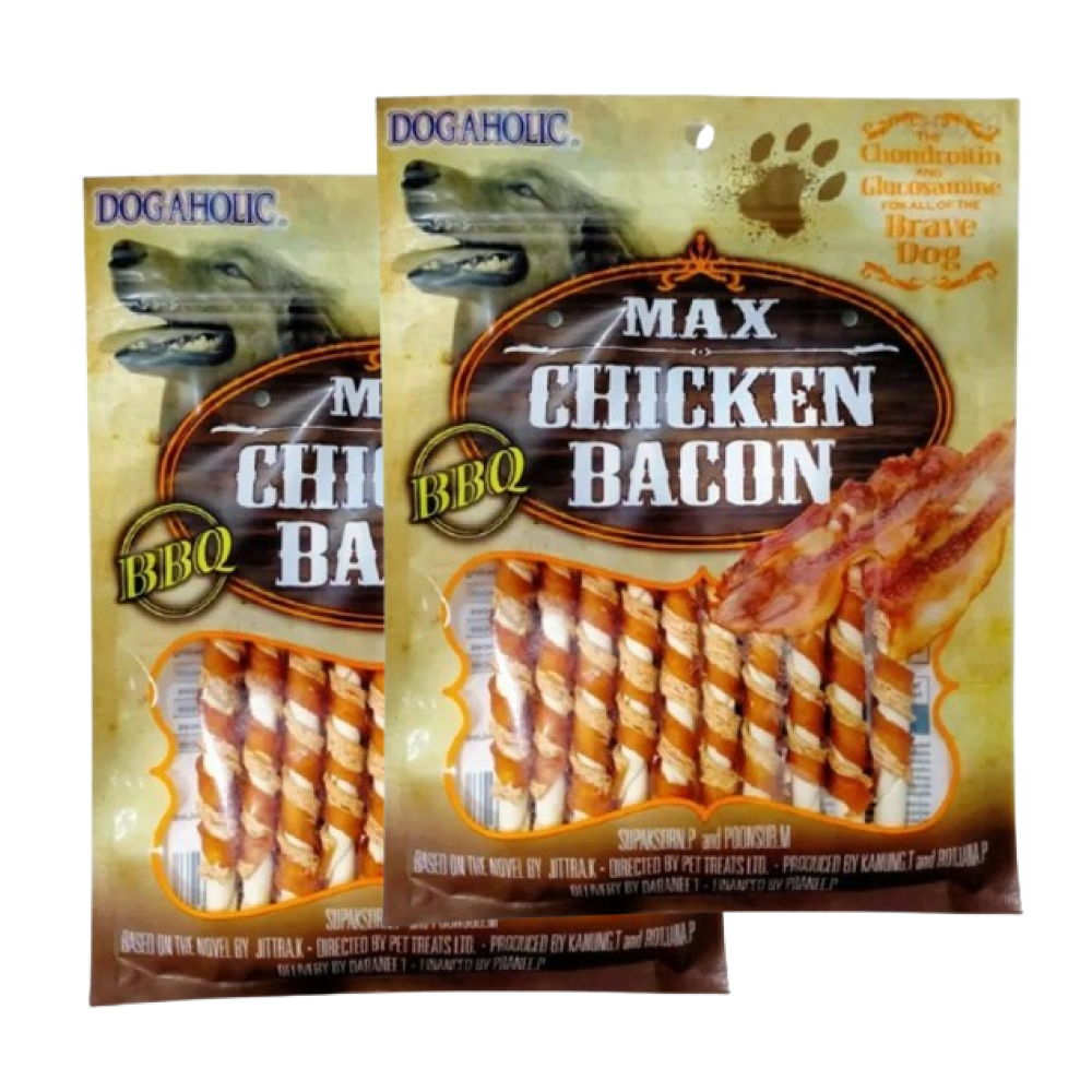 Dogaholic Max Barbeque Chicken Bacon Sticks Dog Treats